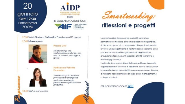 AIDP LIGURIA Smartworking r iflessioni e progetti